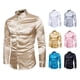 thumbnail image 4 of Minnieouse Camisa satinada lisa para hombre Casual Slim Fit - Grande y de secado rápido para cualquier ocasión Camisa para hombre Formal de Camisetas Azul marino S, 4 of 6