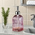 thumbnail image 5 of Vfedsrsge Vertical Stripe Colored Glass Soap Dispenser - Press Type 350ml Refillable Bottle for Hand Soap, Shampoo, Shower Gel - 7 Colors Available, 5 of 6