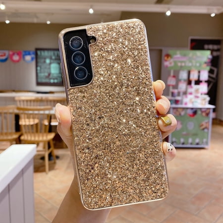 Phone Case for Samsung Galaxy S22 Case, Ultra Thin Glitter Bling Diamond Girls Woman Shockproof TPU Rubber Full Body Protective Cover for Samsung Galaxy S22 5G 6.1 inch 2022,Gold