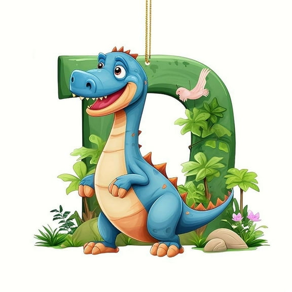 Lilixerw Dinosaur Design Letter Christmas Ornament,26 Letter Acrylic 2D Dinosaur Ornament for Xmas Tree,Cute Cartoon Pendants,Festival Supplies,Letter Y