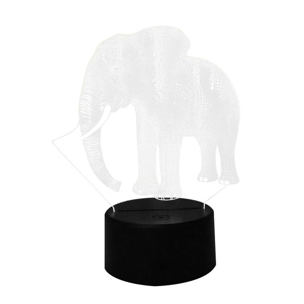 3D LED Control táctil USB Elefante Lámpara de mesa colorida Placa de acrílico Luz de noche Plug-in Luz inteligente