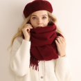 thumbnail image 1 of Bufanda tipo oveja para mujer en otoño e invierno, bufanda lisa de terciopelo suave (rojo vino), 1 of 4