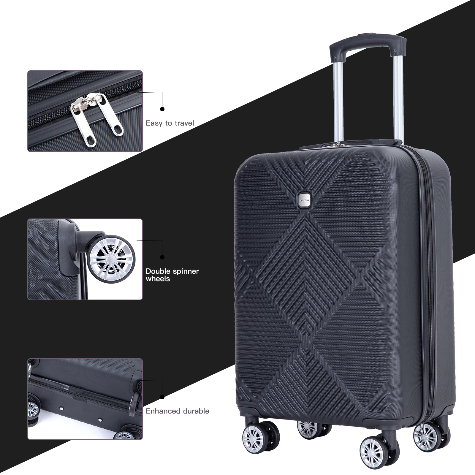 TRIPCOMP 11-Piece Hardside Luggage Set with Packing Cubes and Accessories, Black photo 7