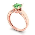 thumbnail image 2 of 1.06 ct Round Cut Simulated Green Diamond Solitaire with Simulated Diamond Accents 18K Rose Gold Womens Engagement Ring, 2 of 5