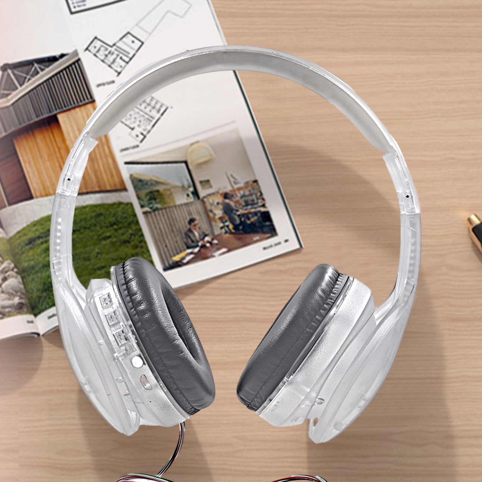 Headphones With Mic Clearance Transparent Over-Ear Headset, Wired Gaming Headset, Soundproof, Noise-Cancelling Headset Novelty In Appearance No Lag, No Stuttering Wireless Headphones For Kids