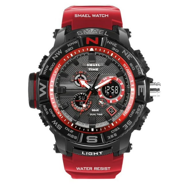 SMAEL Men Military Watch 50m Waterproof Wristwatch LED Quartz Clock Digital Sports Watches