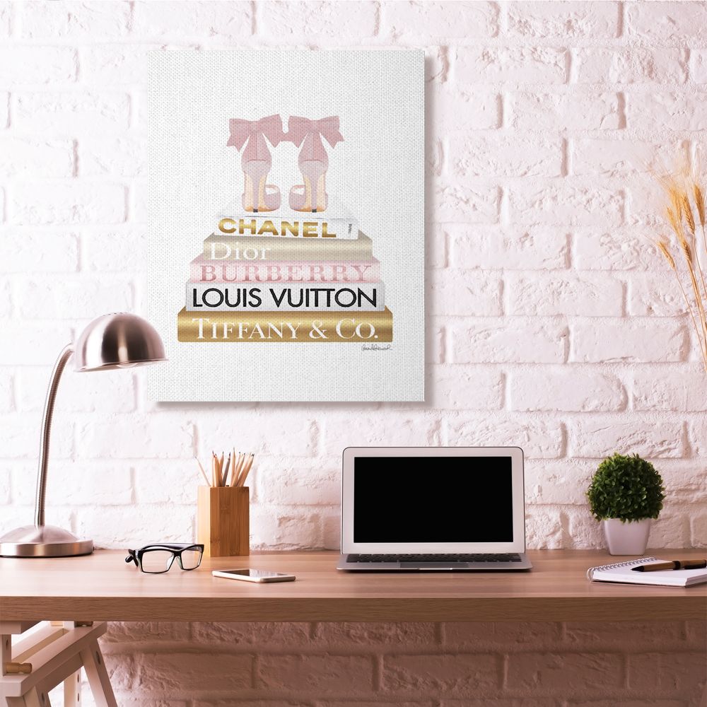 Stupell Industries Pink Gold Heels Bookstack Glam Fashion Design Canvas Wall Art by Amanda Greenwood
