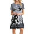 thumbnail image 1 of Vestidos estampados de playa con cuello redondo y manga corta informales de moda de verano para mujer Pompotops ghjkhdj14057, 1 of 9