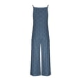 thumbnail image 4 of Women Casual Loose Jumpsuit Printed Pockets Sleeveless Back Strap Jumpsuit Navy XXXL, 4 of 5