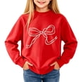 thumbnail image 6 of DJDLJWCJ Big Girls Long Sleeve Sweatshirts Crewneck Fleece Lined Pullover Relaxed Fit Soft Winter Warm Tops Red Size 3-4Years, 6 of 8