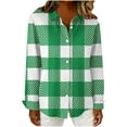 thumbnail image 6 of Lenpel Button down Shirts for Women Plus Size Long Sleeve Curved Hem Plaid Collared Blouses Loose Dressy Casual Tops(Green,4X-Large), 6 of 6