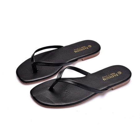 

Babysbule Women s Slippers Clearance Summer Ladies Solid Color Flip Flops Fashion Flip Flops Beach Casual Slippers