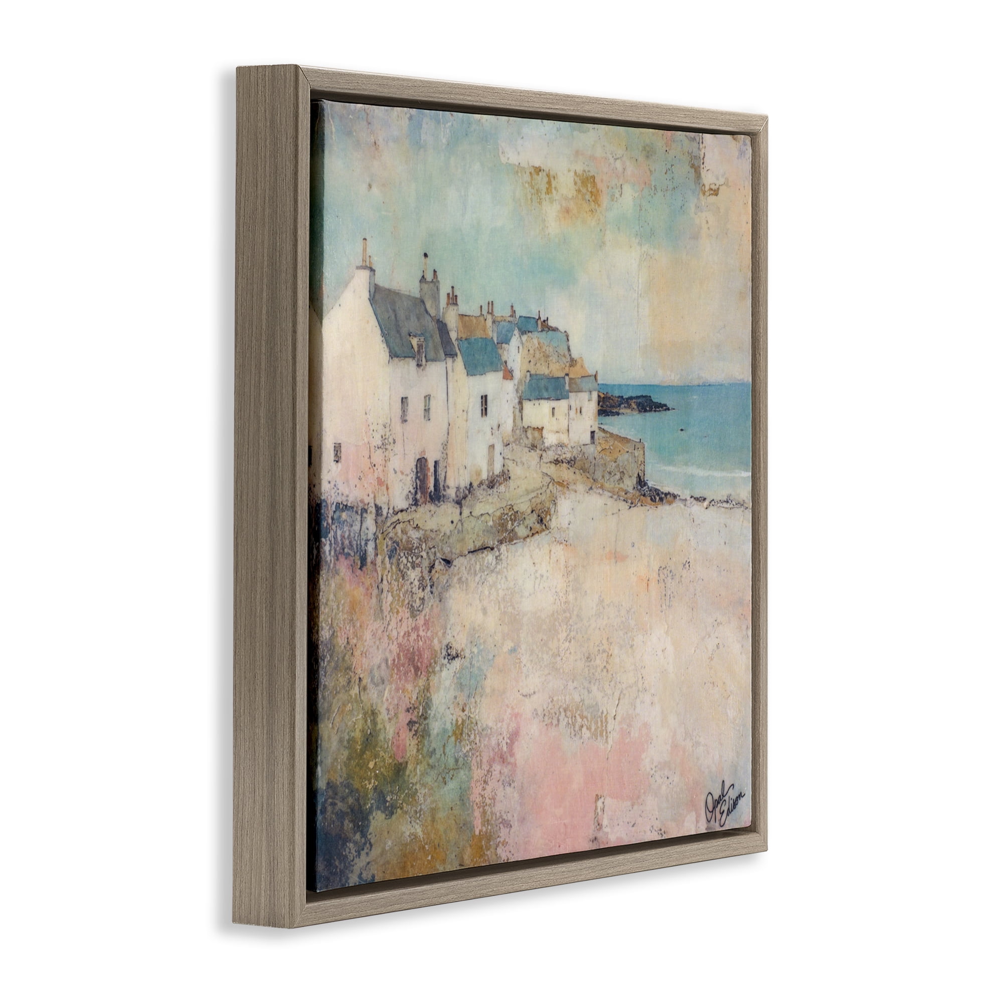 Stupell Industries Town Corner Architecture Brown Framed Floater Canvas Wall Art, design by Opal Edison