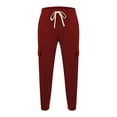 thumbnail image 7 of Cargo Sweatpants for Men Casual Lightweight Track Pants Solid Color Drawstring Elastic Waist Trousers with Pockets, Red, L, 7 of 7