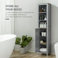 thumbnail image 3 of kleankin Tall Bathroom Storage Cabinet with 3 Tier Shelf, Door, Free Standing Linen Tower, Slim Side Organizer, Grey, 3 of 9
