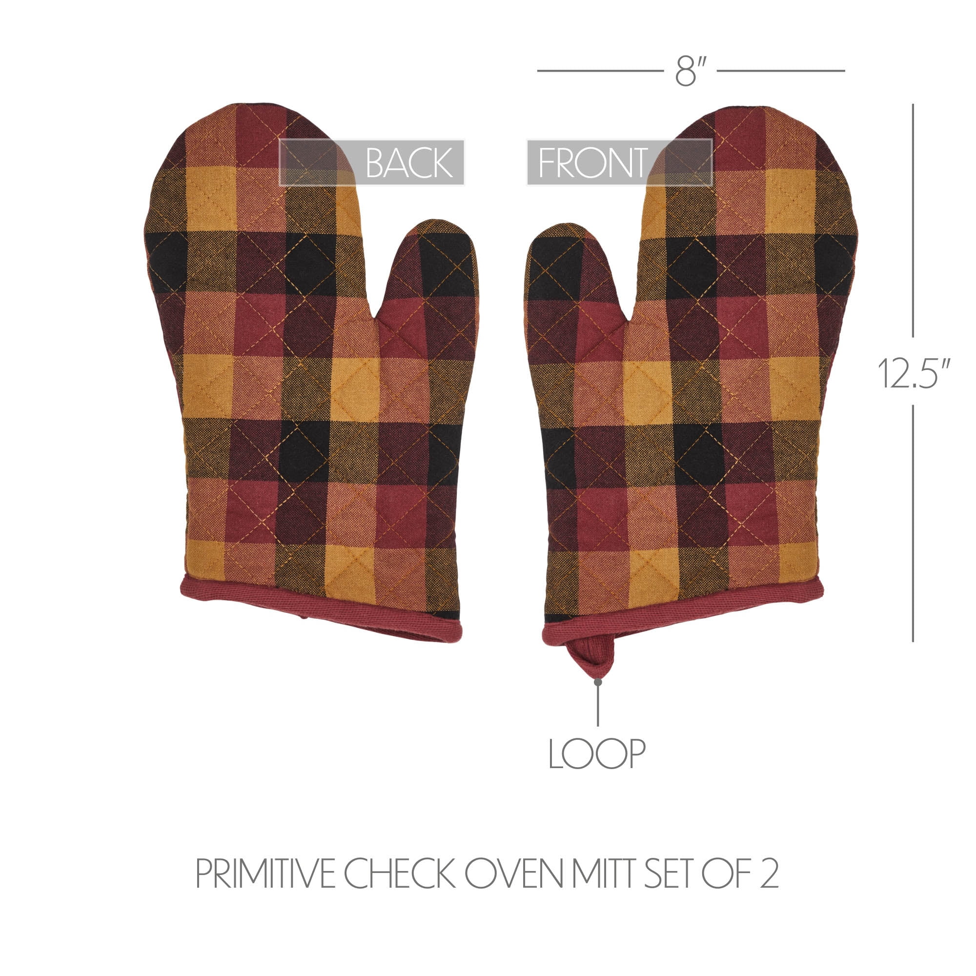 VHC Brands Heritage Farms 4PC Set 2 Oven Mitts and 2 Pot Holders