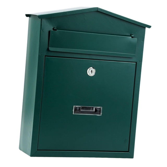 DOLITY Wall Mount Lockable Mailbox Letterbox Durability Large Capacity Metal Modern Mail Letter Box for Outdoor Residential Entryway Dark Green