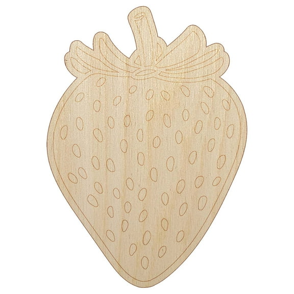 Strawberry Fruit Drawing Wood Shape Unfinished Piece Cutout Craft DIY Projects - 4.70 Inch Size - 1/8 Inch Thick