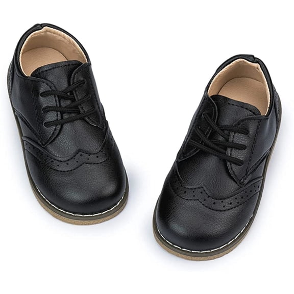Toddler Boys Girls Dress Shoes Little Kid Oxford Shoes Wedding Church Dress Shoes PU Leather Lace Up School Uniform Loafer Flats