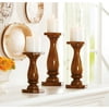 Better Homes and Gardens Set of 3 Honey Pine Pillar Candle Holders