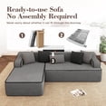 thumbnail image 3 of SUMMIT LIVING 104.9" L-Shaped Modular Sectional Sofa with Deep Seat, Comfy Corduroy Cloud Couch, No Assembly Required, Dark Gray, 3 of 6
