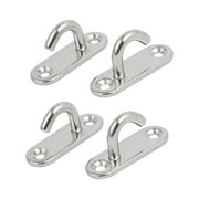 Unique Bargains 304 Stainless Steel 6mm Thick Open Ring Oblong Sail Shade Pad Eye Plate 4pcs