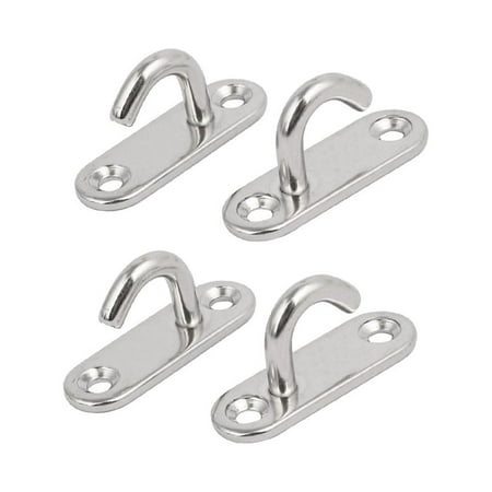Unique Bargains 304 Stainless Steel 6mm Thick Open Ring Oblong Sail Shade Pad Eye Plate 4pcs