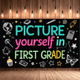 thumbnail image 4 of Colorful Chalk Style Picture Yourself in First Grade Banner Backdrop Decorations Party Supplies Photography Props Classroom Decor Graduation Party Backdrop, 4 of 7