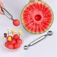 thumbnail image 4 of Cuchara para melón de 2 piezas, formas de cortador de frutas de acero inoxidable, herramienta multifuncional para tallar cucharas de melón para ensaladas de frutas DIY, 4 of 5