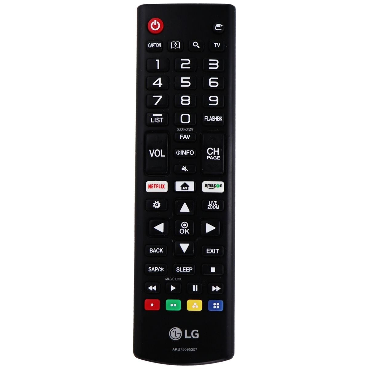 Lg Remote Control Akb75095307 For Select Lg Tvs Black Refurbished
