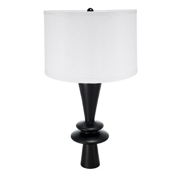 A&B Home Table Lamp with Two Varying Round Accents - 15"Dia. x 26.5"H - Black/White