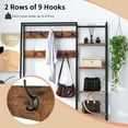 thumbnail image 6 of Topbuy Hall Tree with Storage Bench 5-in-1 Freestanding Coat Rack w/ 9 Hooks 5 Side Shelves 2 Mesh Shoe shelves, 6 of 10