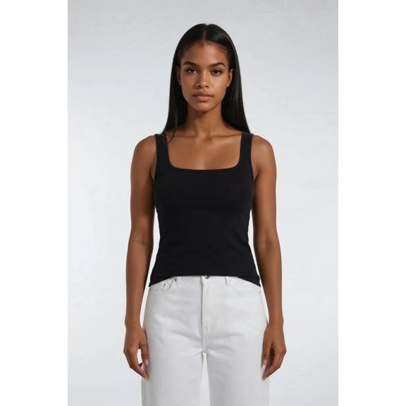 Forever 21 WGA Cotton Cropped Tank Top, Color-Black, Size-S