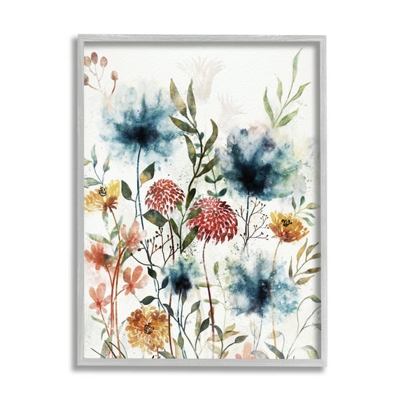Stupell Industries Modern Flowers Dahlia Blooms Botanical & Floral Painting Gray Framed Art Print Wall Art