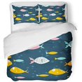 thumbnail image 1 of Juego de ropa de cama ABPHQTO 3 piezas diseño de peces divertidos de acuario azul, 1 of 1