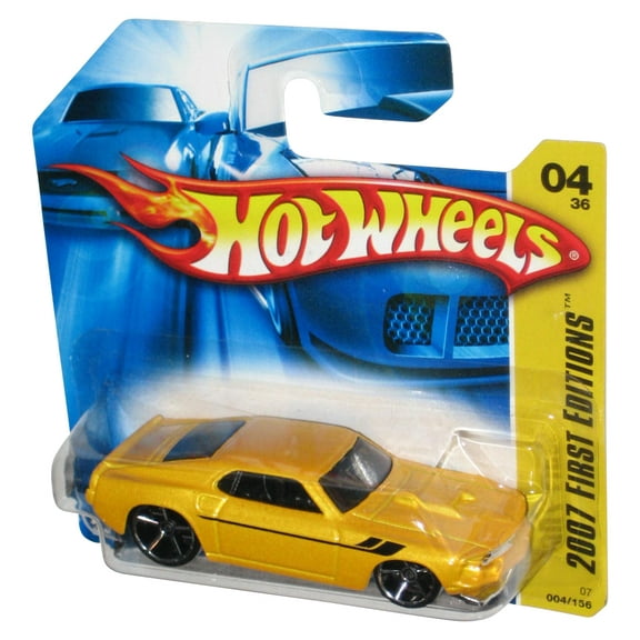 Hot Wheels 2007 First Editions 4/36 Yellow '69 Ford Mustang Toy Car 004/156 - (Short Card)