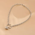 thumbnail image 3 of HZMAN Women Stainless Steel Heart Pendant Chunky Cuban Chain Link Toggle Clasp Necklace, 3 of 7