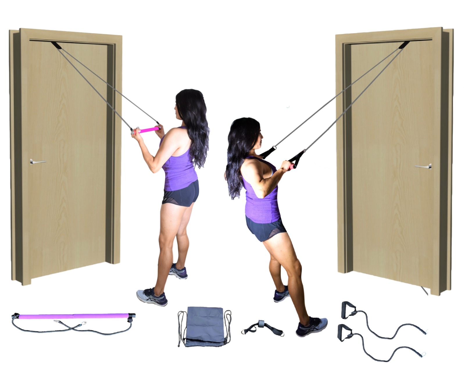 Home Gym Pilates Bar Kit Portable Exercise Resistance System + 2