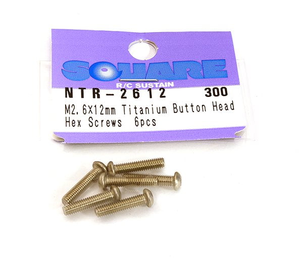 Square R/C M2.6 x 8mm Titanium Button Head Hex Screws 6 pcs.