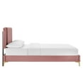 thumbnail image 3 of Platform Bed Frame, Tufted, Rivet Nailhead, Twin Size, Pink, Velvet, Mid Century Bedroom, Modern Contemporary Boutique HB35559, 3 of 8