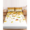 thumbnail image 2 of Twin XL Size Fitted Sheet Set - Thanksgiving Orange 2 Piece Bedding Sets 16" Deep Pocket Fitted Sheet with 1 Pillowcases, Autumn Vintage Fall Maple Leaf Brushed Microfiber Hotel Luxury Bed Sheets, 2 of 9