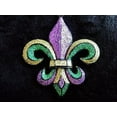 thumbnail image 2 of Mardi Gras Ornament Glittery Fleur de Lis New Orleans travel tree with Free pouch Purple green and gold favor Carnival, By Holidays R Us Ship from US, 2 of 3