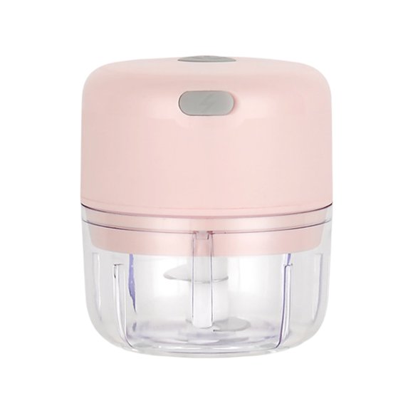 Mini picadora de ajo eléctrica inalámbrica, picadora de carne, picadora de alimentos, carga USB, color rosa, 100 ml