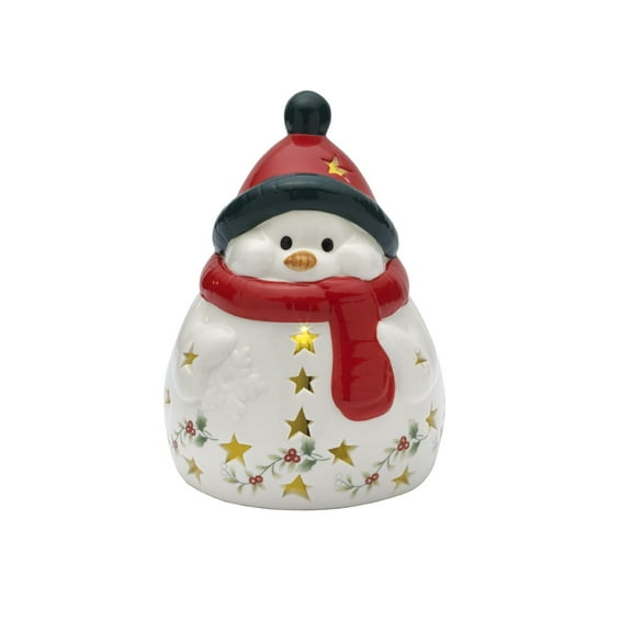 Pfaltzgraff Winterberry Dolomite Led Light Snowman, White