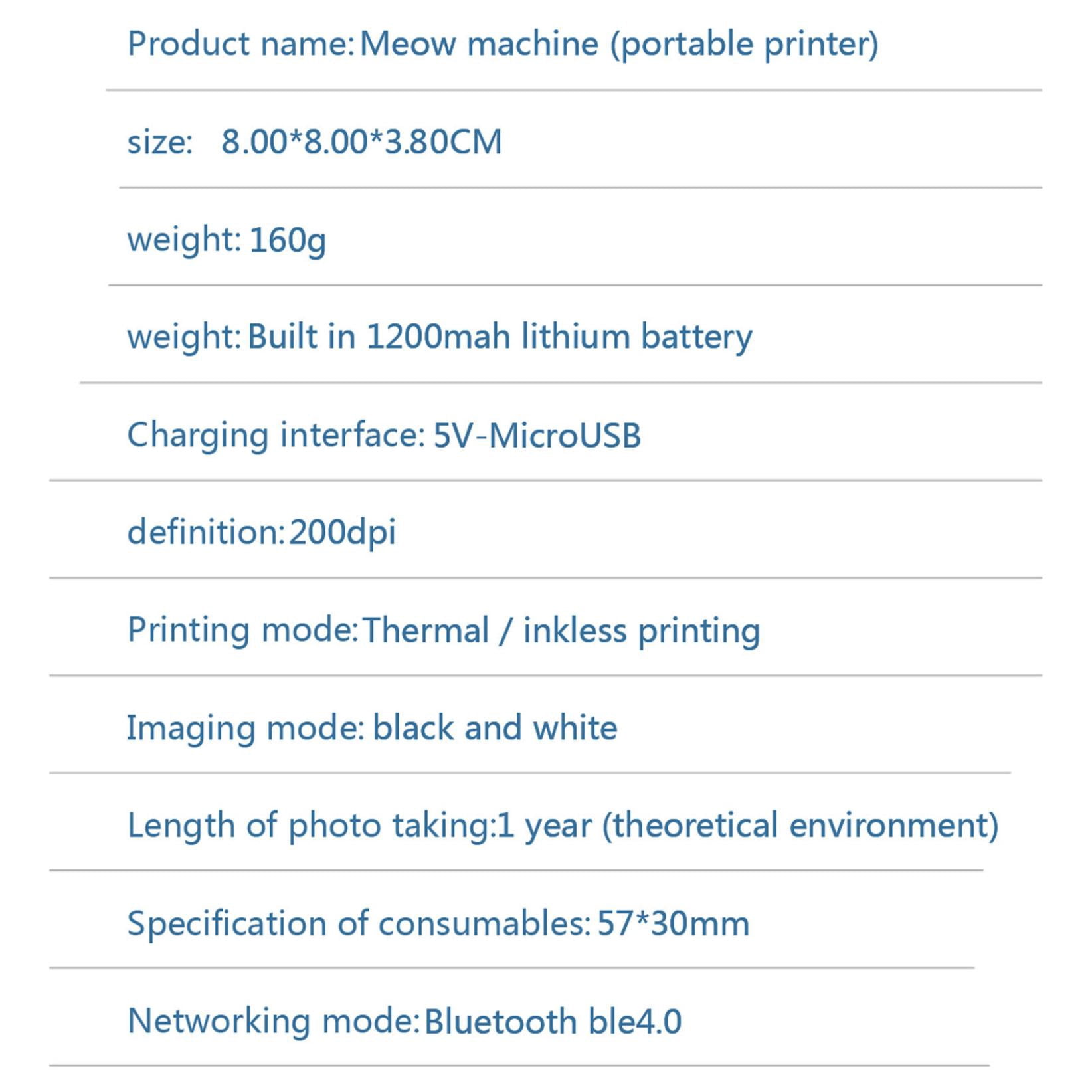 Portable Mini Bluetooth Printer,Compatible with Android and iOS,Wireless Photo & Label Printer with 200dpi Thermal Inkless Printing,Ideal for Travel,Work and Record Life
