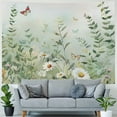 thumbnail image 4 of Creowell Sage Green Leaves Tapestry Eucalyptus Leaf Botanical Plant Vintage Daisy Flowers Butterfly Floral Tapestries Simple Cottagecore Aesthetic Tapestry Wall Hanging Living Room Bedroom, 4 of 6