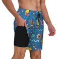 thumbnail image 2 of Yiaed Sailboat With Sailing Print Mens Swim Trunks Bathing Suit Compression Liner Beach Swim Shorts Swimwear Quick Dry Zipper Pocket No-Chafing Board Short-Medium, 2 of 6