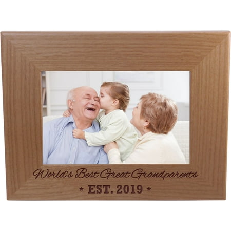 World's Best Great Grandparents EST. 2019 4-inch x 6-Inch Wood Picture (Best Digital Frame 2019)