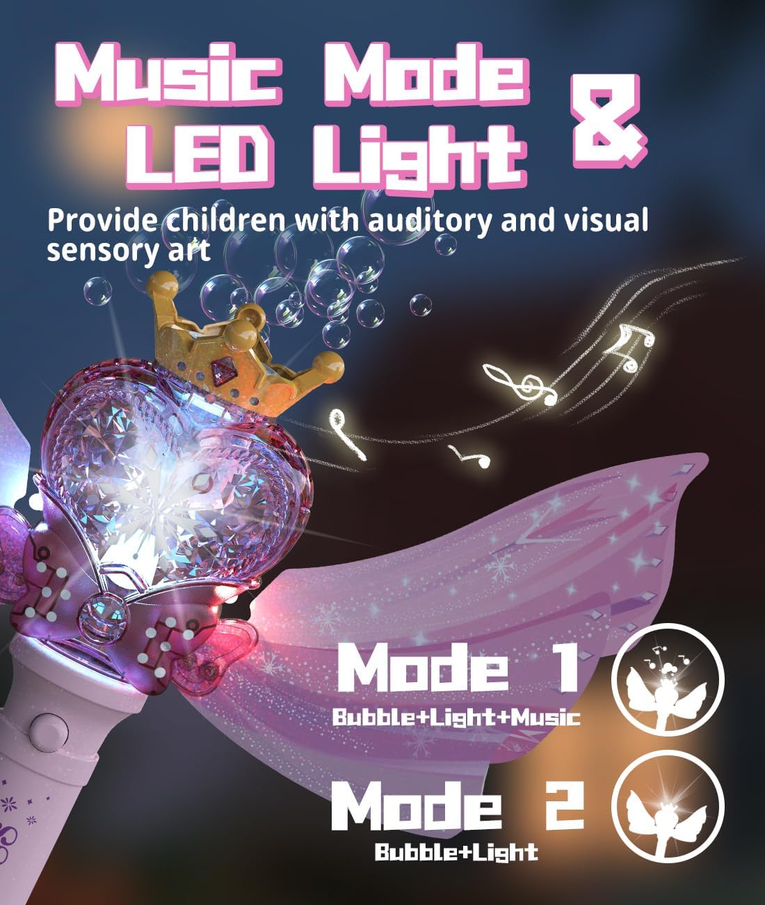 Beautysureup Bubble Wand with LED Lights and Music photo 3
