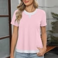 thumbnail image 2 of Dagugfen Womens Tops Crew Neck Short Sleeve Double Layer Color Blocked Tee Shirt Tops Regular Fitted Summer Casual Tshirts, 2 of 6